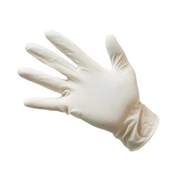Zarys lateksinės vienkartinės pirštinės, baltos (100vnt) - Image 1