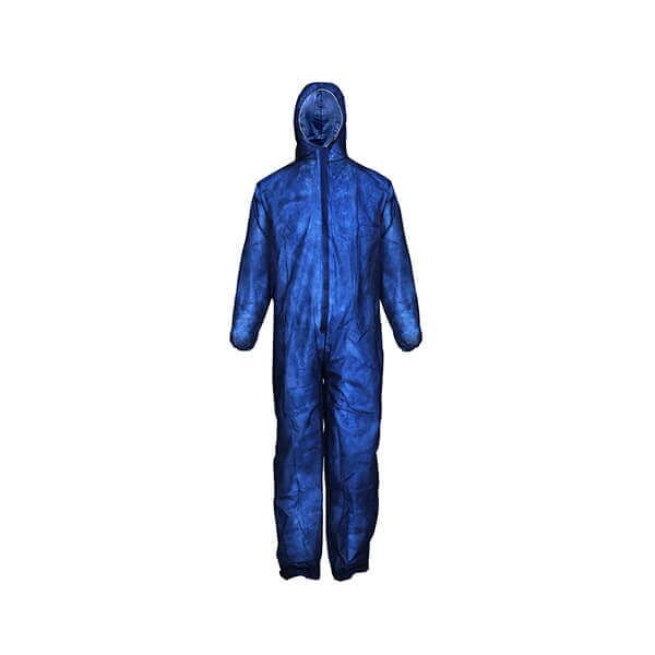 kombinezonai-melyni Vienkartinis kombinezonas, PP, su užtrauktuku, su kapišonu, mėlynas (1vnt) - Image 1
