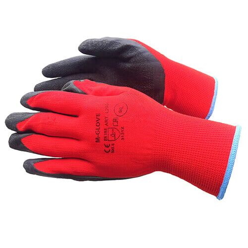 Trikotažinės pirštinės aplietos juodu lateksu (12 porų) - Image 1