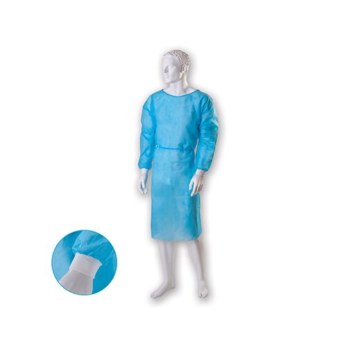 Medicininis chalatas PP, su rankogaliais, užrišamas nugaroje, 25 g/m², mėlynas (1vnt) - Image 1