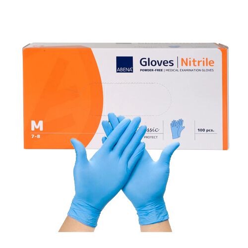 Abena Protect nitrilinės vienkartinės pirštinės, stiprios 5g, mėlynos S/M/L/XL (100vnt) - Image 1