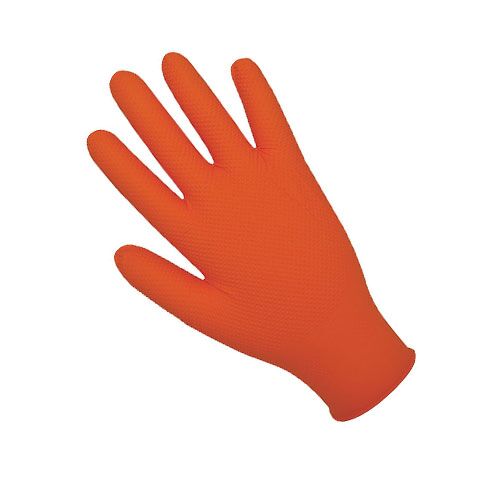Polyco nitrilinės pirštinės, Finite orange Grip GL201, super stiprios, 8.5g, oranžinės M/L/XL (90-100vnt) - Image 1