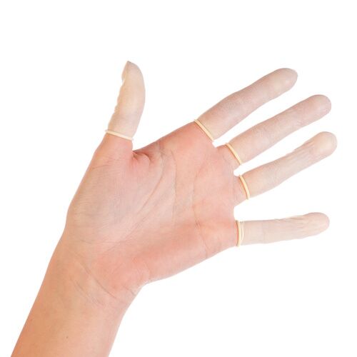 Lateksinis vienkartinis baltas antpirštis (neaptinkamas), 7cm (100 vnt.) - Image 1