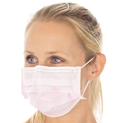 Vienkartinės kaukės, 3 sluoksnių, tipas II, medicininės, rožinės (50vnt) - Image 1