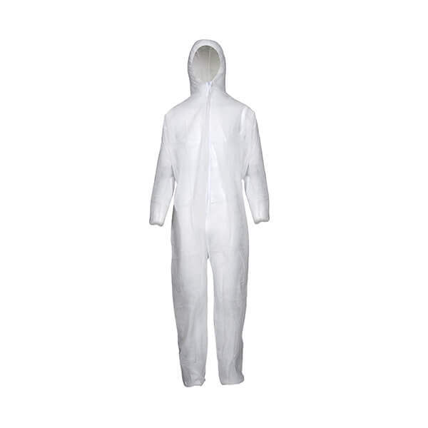 kombinezonai-balti Vienkartinis kombinezonas, PP, su užtrauktuku, su kapišonu, baltas (1vnt) - Image 1