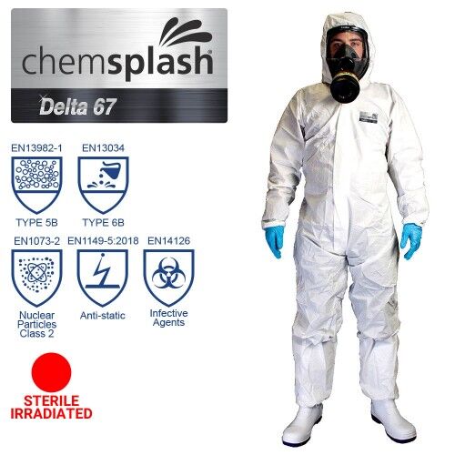 Sterilus kombinezonas Chemsplash Delta 67 2766, 5B/6B tipas, baltas (1vnt) - Image 1